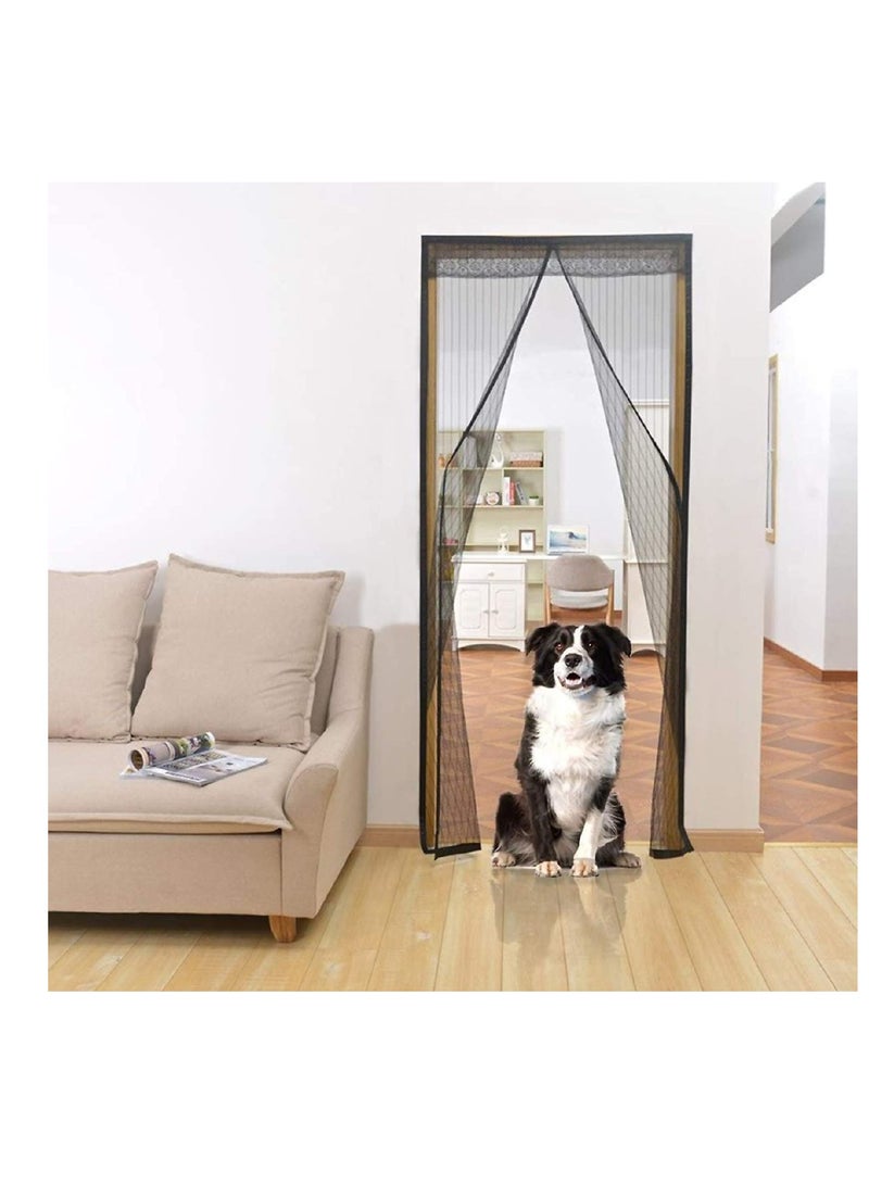 Magnetic Screen Door, Screen Magnetic Closure, Heavy Duty Retractable Mesh Screen Door With Magnets, Pet Friendly, Anti-Mosquito Door Net