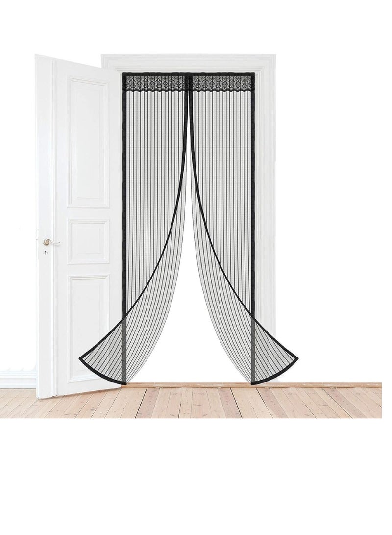 Magnetic Screen Door, Screen Magnetic Closure, Heavy Duty Retractable Mesh Screen Door With Magnets, Pet Friendly, Anti-Mosquito Door Net