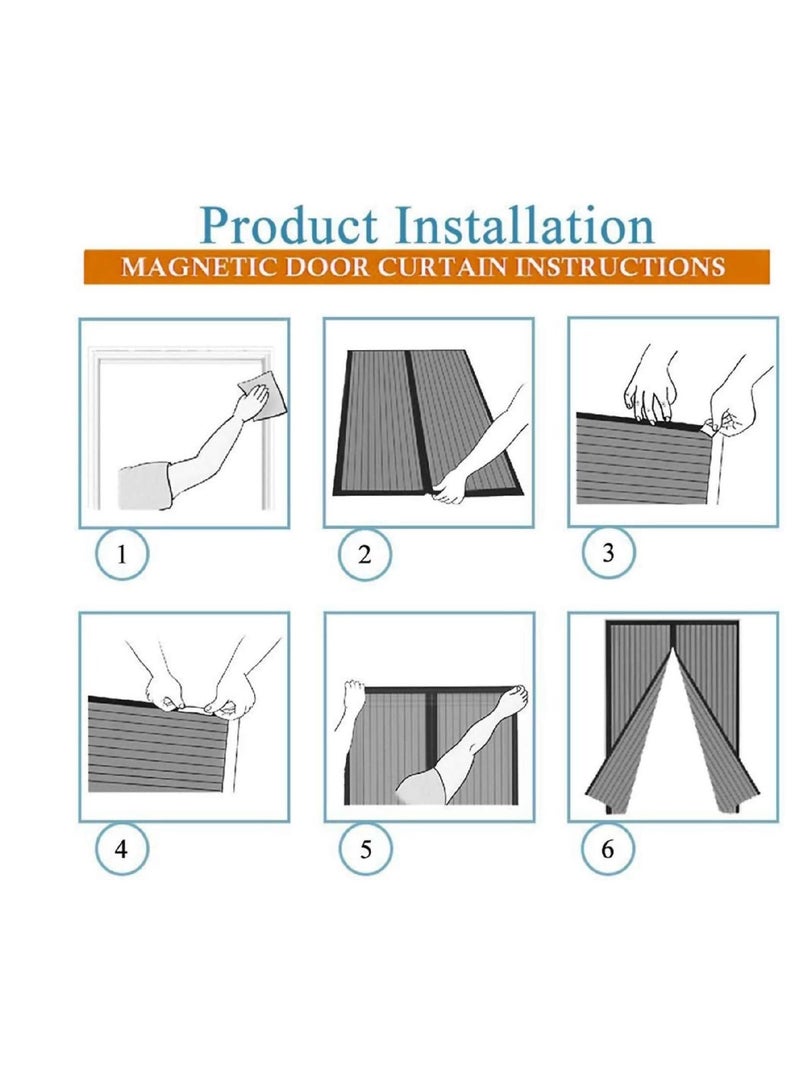 Magnetic Screen Door, Screen Magnetic Closure, Heavy Duty Retractable Mesh Screen Door With Magnets, Pet Friendly, Anti-Mosquito Door Net