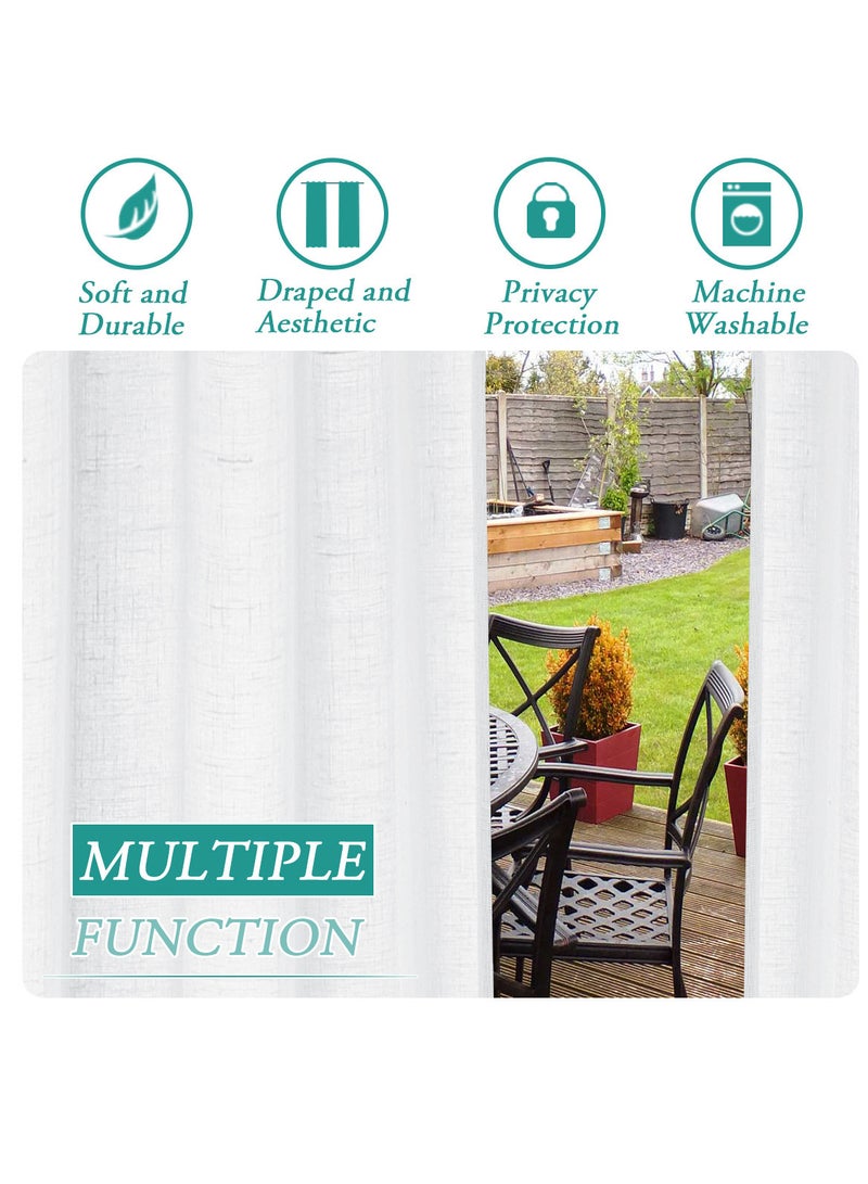 Waterproof Outdoor Curtains for Patio Premium Thick Tab Top Linen Textured Curtain,UV and Fade Resistant Outside, Privacy Assured Outside Curtains for Porch, Pergola, Cabana,2 Panel, 52inch, White
