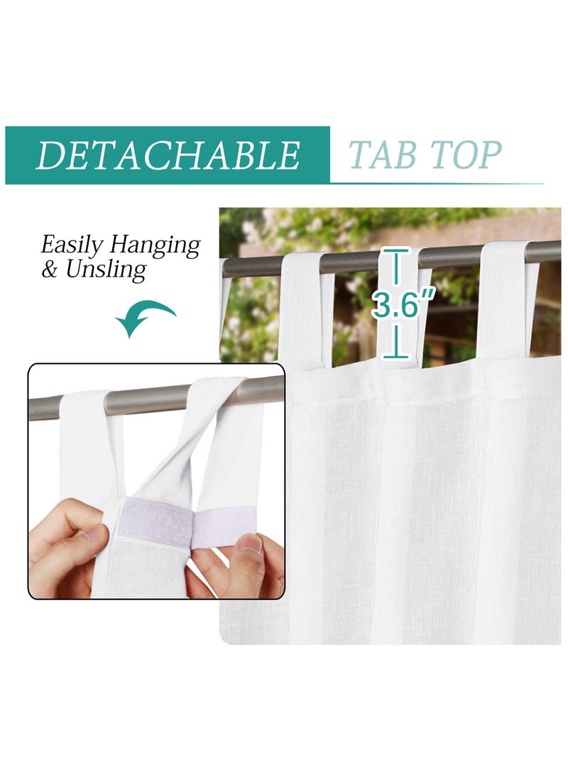 Waterproof Outdoor Curtains for Patio Premium Thick Tab Top Linen Textured Curtain,UV and Fade Resistant Outside, Privacy Assured Outside Curtains for Porch, Pergola, Cabana,2 Panel, 52inch, White