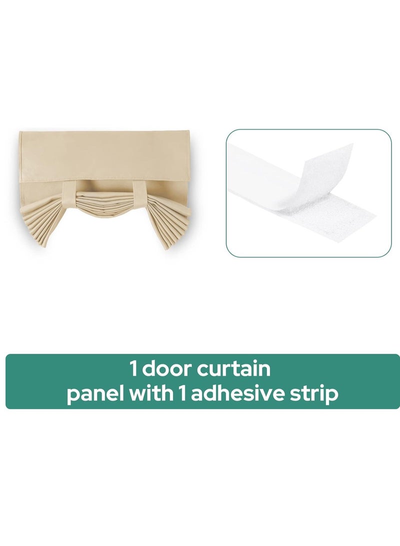 Light-blocking Door Curtain, Non-Punching Self-Adhesive Velcro Curtains, French Door Privacy Curtains, Stylish Thermal Insulated Tie-Up Shades for Bedroom (Beige 30
