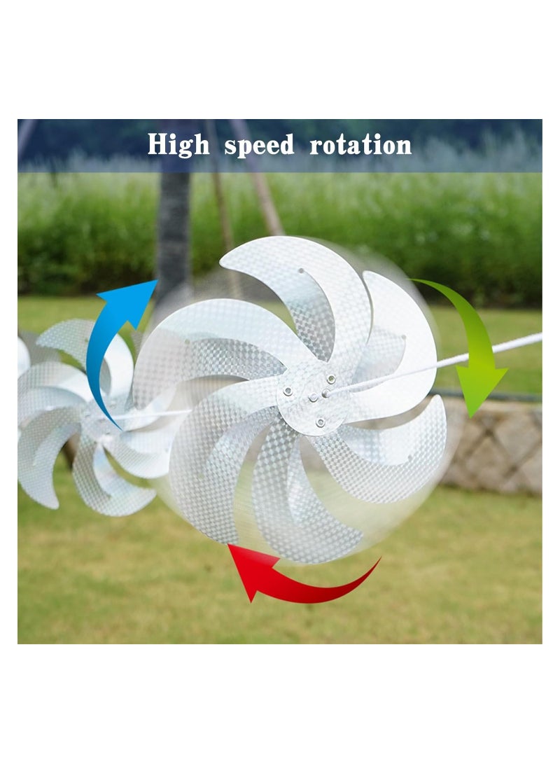 Windmills Reflective Bird Repellent, 10 Meters 8 Pieces 12 Inches Silver Wind Spinners for Outdoor Yard Garden Lawn Farm Decor to Scare Birds, Large Shiny Rotating Pinwheels for Animal Deterrent