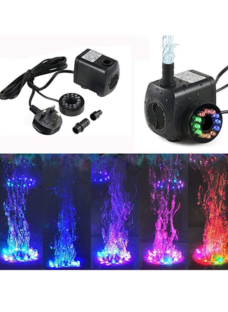 15W Micro Submersible Water Pump With 12LED Lights Pumping Filter for Aquarium Rockery Crafts Pond Garden Pool