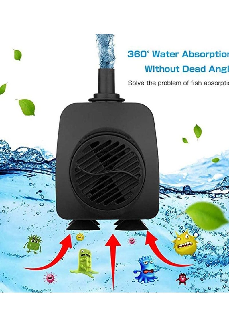 15W Micro Submersible Water Pump With 12LED Lights Pumping Filter for Aquarium Rockery Crafts Pond Garden Pool