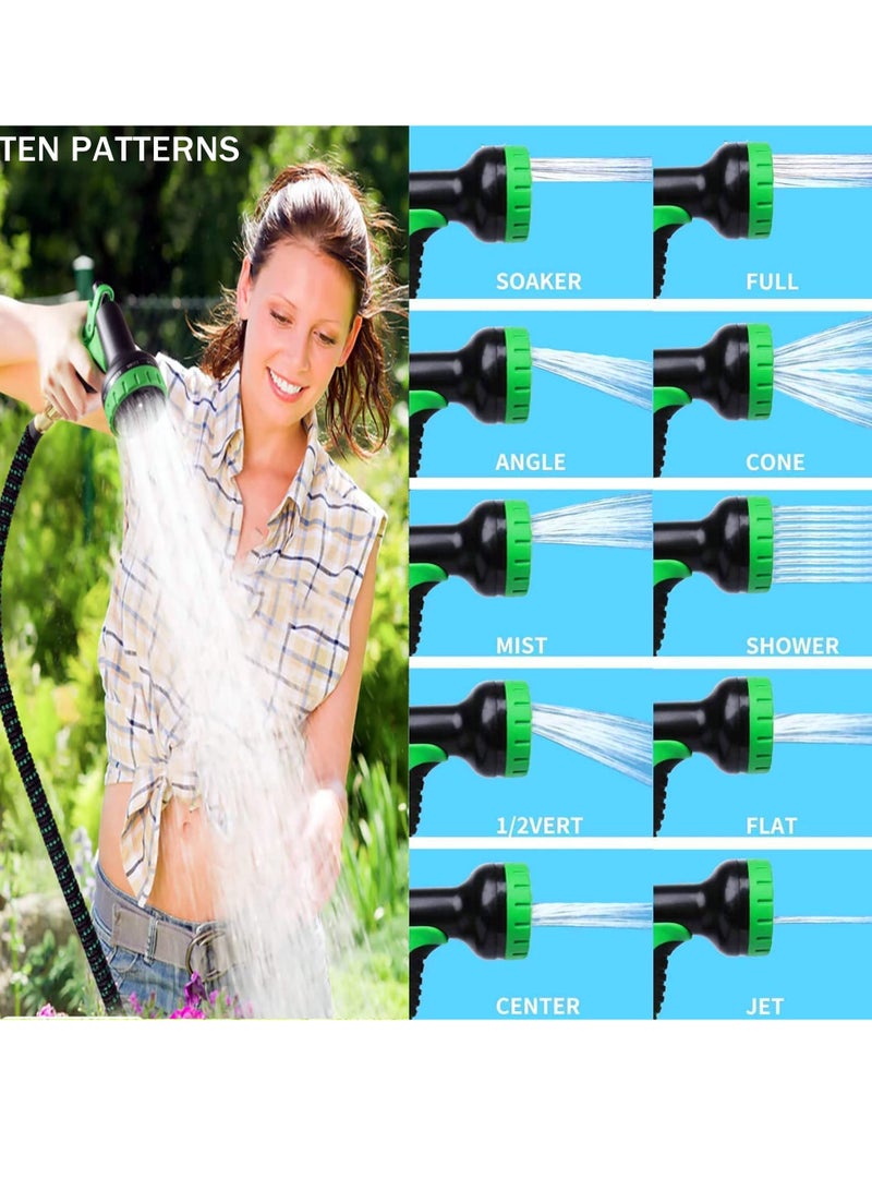 COOLBABY 50FT Garden Hose Pipes with 10 Modes Water Spray Gun Flexible Expandable Hose Pipe Expanding Anti-Leakage Hose Pipes with Connector/Spray Gun/Hose Set Water Pipes for Garden Car Pet Cleaning