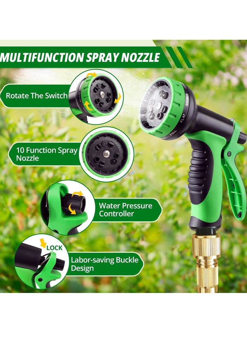 COOLBABY 50FT Garden Hose Pipes with 10 Modes Water Spray Gun Flexible Expandable Hose Pipe Expanding Anti-Leakage Hose Pipes with Connector/Spray Gun/Hose Set Water Pipes for Garden Car Pet Cleaning