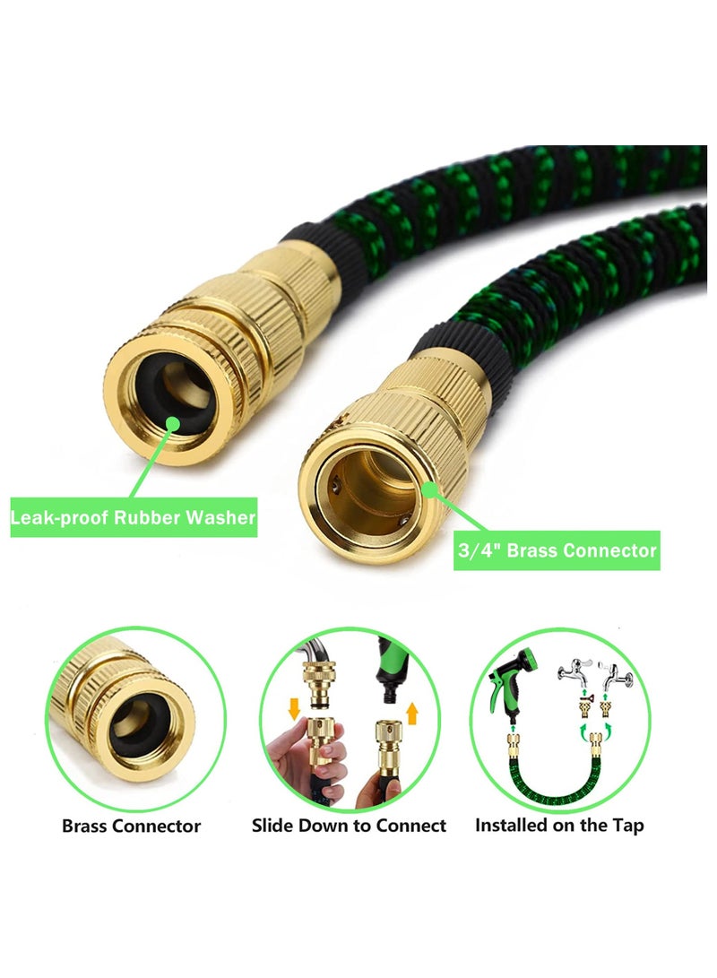 COOLBABY 50FT Garden Hose Pipes with 10 Modes Water Spray Gun Flexible Expandable Hose Pipe Expanding Anti-Leakage Hose Pipes with Connector/Spray Gun/Hose Set Water Pipes for Garden Car Pet Cleaning