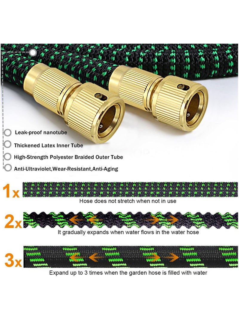 COOLBABY 50FT Garden Hose Pipes with 10 Modes Water Spray Gun Flexible Expandable Hose Pipe Expanding Anti-Leakage Hose Pipes with Connector/Spray Gun/Hose Set Water Pipes for Garden Car Pet Cleaning
