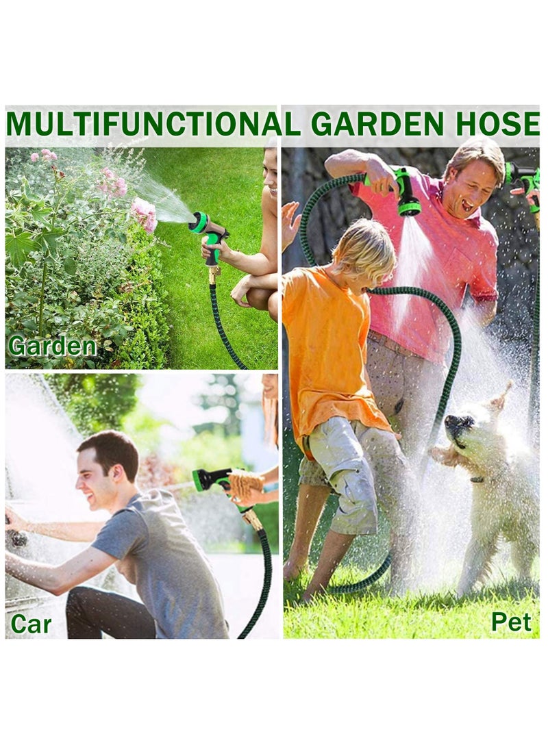 COOLBABY 50FT Garden Hose Pipes with 10 Modes Water Spray Gun Flexible Expandable Hose Pipe Expanding Anti-Leakage Hose Pipes with Connector/Spray Gun/Hose Set Water Pipes for Garden Car Pet Cleaning