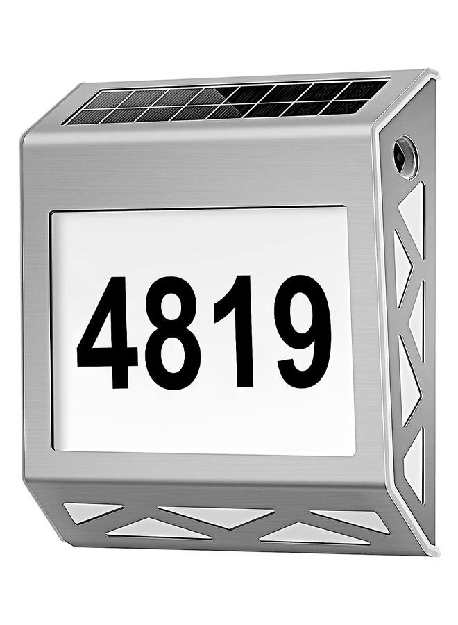 Solar House Numbers for Outside, Waterproof Solar Powered LED Wall Plaque, Illuminated Address Sign with Number and Letter Stickers, White Light Outdoor Address Plaque for Houses, Yards, Streets