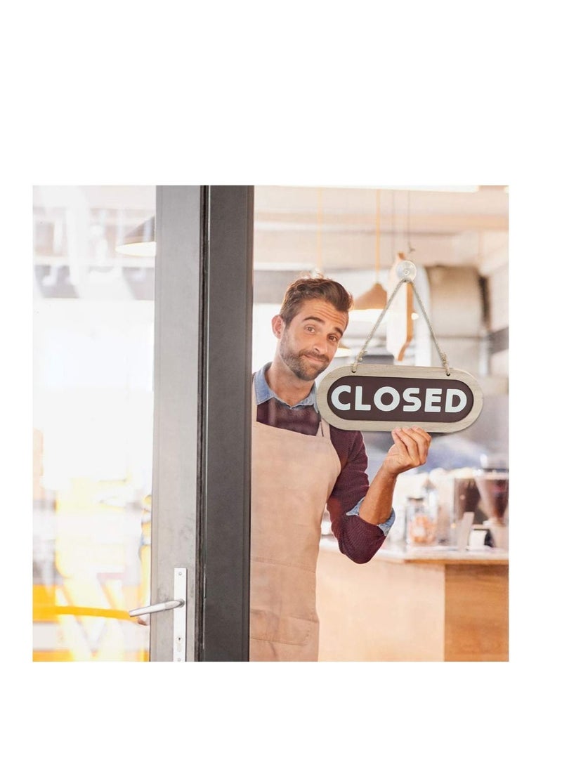 Open/Closed Sign, Open Signs for Business, Wooden Shop Door Sign Double, Suitable Stores, Restaurants Offices Retail Shops (Grey, Brown)