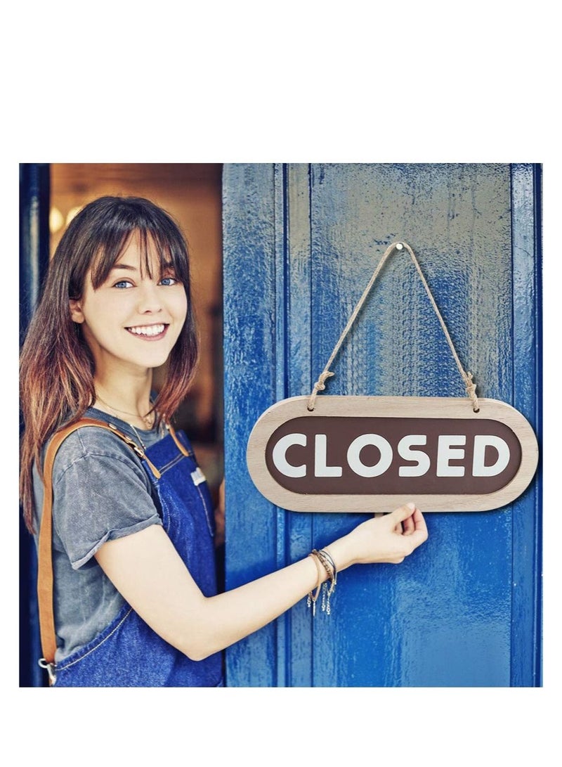 Open/Closed Sign, Open Signs for Business, Wooden Shop Door Sign Double, Suitable Stores, Restaurants Offices Retail Shops (Grey, Brown)