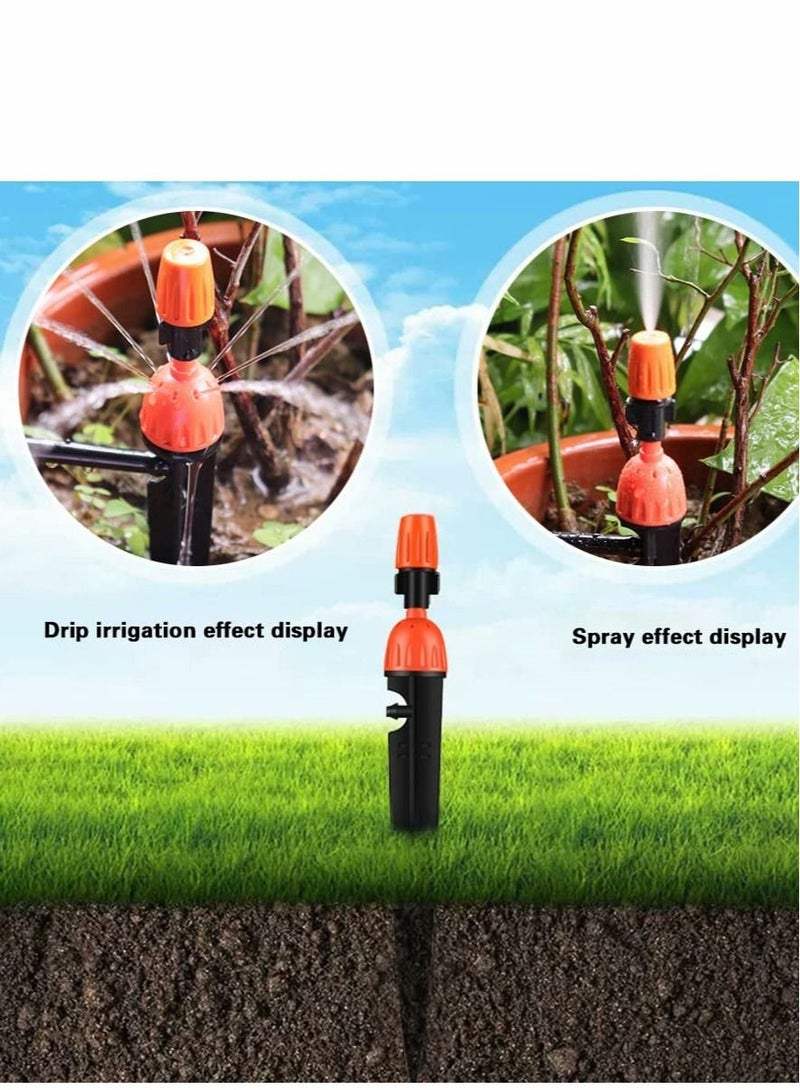 Adjustable Drip Emitters, 20 Pcs Dripping and Water Spray Dual Function Watering System Micro Flow Drip Irrigation Kit for Vegetable Garden, Garden, Greenhouse, Pots Landscaped