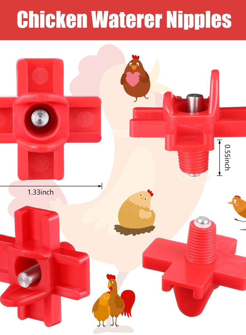 30 Pieces Chicken Nipples Waterer - Automatic Poultry Water Nipple - Horizontal Side Mount - Suitable for Chicken, Ducks, Quail, and Other Poultry.