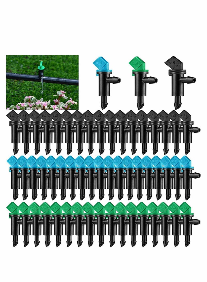 60 Pieces Drip Emitter Garden Flag Irrigation Dripper in 3 Sizes, Trees and Shrubs, 1 GPH, 2 GPH, 4 GPH