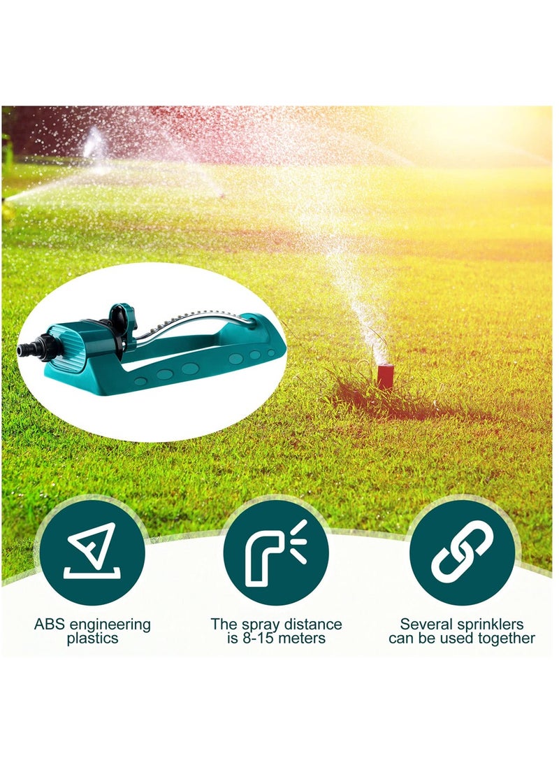 Oscillating Sprinkler Indestructible Lawn Sprinkler 4 Modes Water Sprinkler with 15 Hole Nozzles Adjustable Range Control Covers up to 1024 Square Feet for Patio Yard Garden Lawn