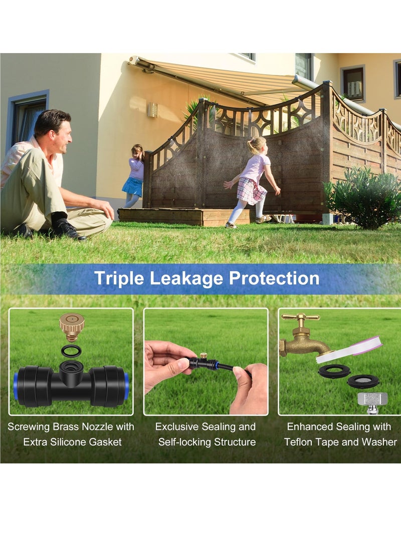 Misting System, 59FT (18M) Misting Line with 20 Brass Mist Nozzles and 3/4