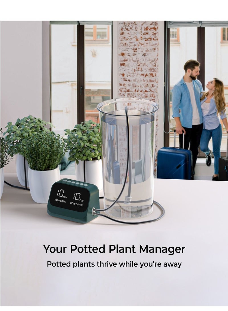 Automatic Watering System for Potted Plants, DIY Drip Irrigation Kit with Smart Timer, Waterproof LED Display & Large Capacity Battery, Precise Distribution of Water