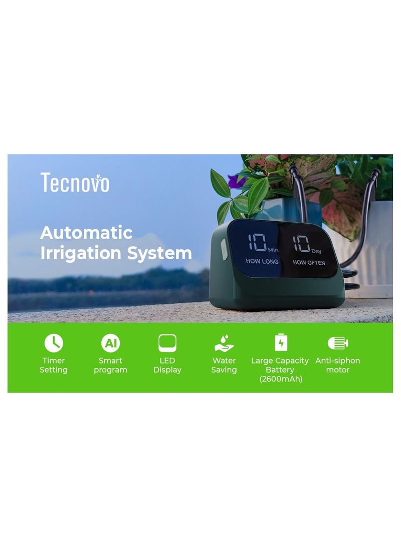 Automatic Watering System for Potted Plants, DIY Drip Irrigation Kit with Smart Timer, Waterproof LED Display & Large Capacity Battery, Precise Distribution of Water