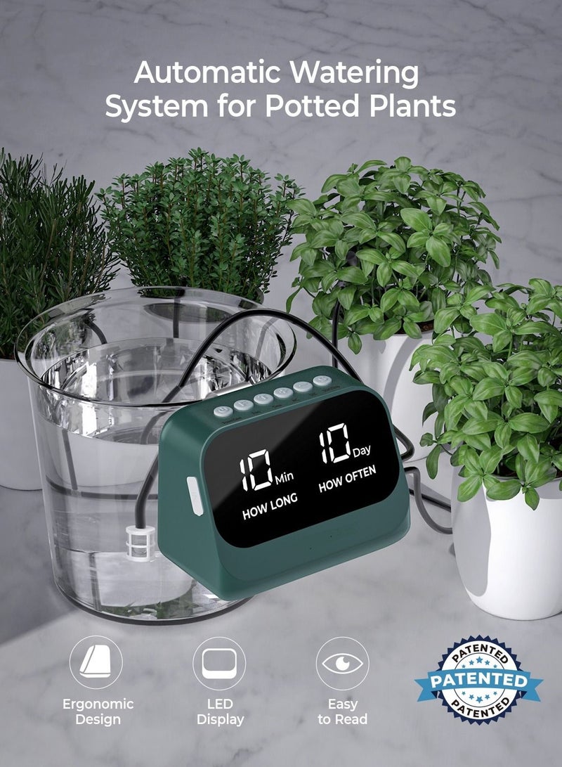 Automatic Watering System for Potted Plants, DIY Drip Irrigation Kit with Smart Timer, Waterproof LED Display & Large Capacity Battery, Precise Distribution of Water