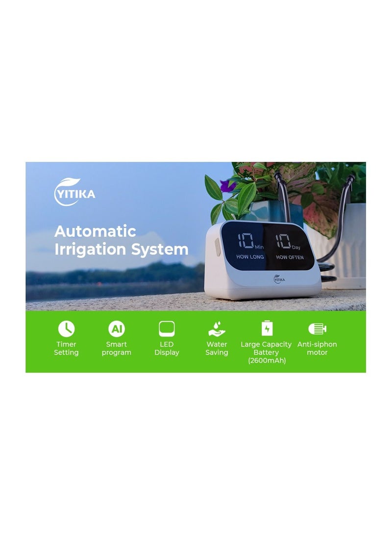 Automatic Watering System for Potted Plants DIY Drip Irrigation Kit with Smart Timer Waterproof LED Display Large Capacity Battery Precise Distribution of Water