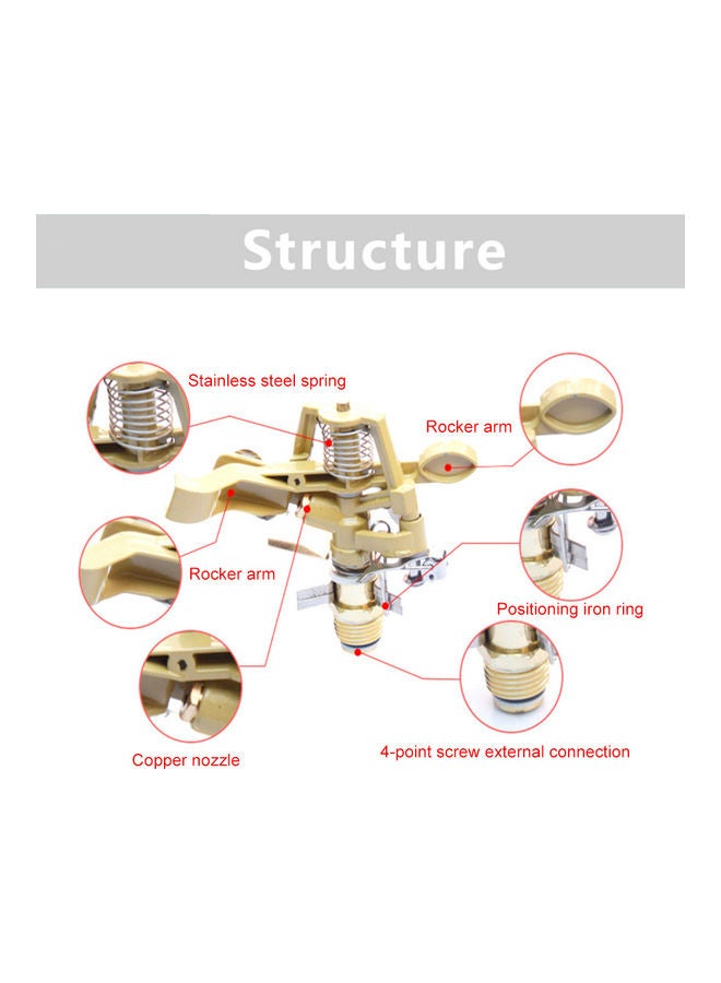 0°-360° Adjustable Pattern Rain Bird Garden Impact Sprinkler Agricultural Lawn Brass Spray Nozzle Golden/Silver