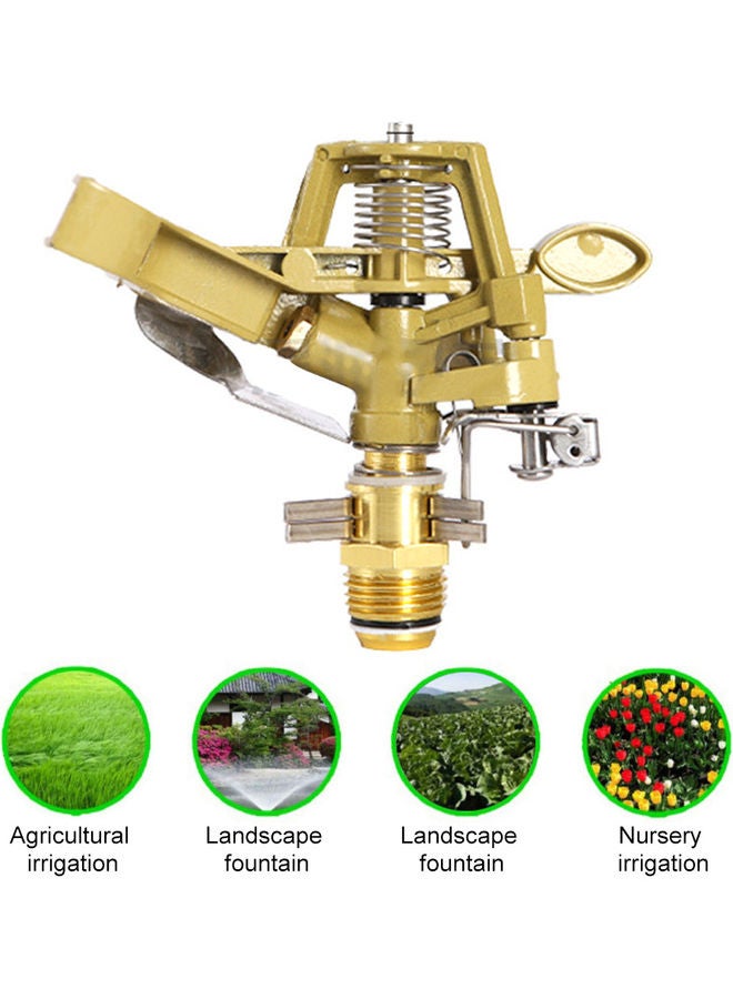 0°-360° Adjustable Pattern Rain Bird Garden Impact Sprinkler Agricultural Lawn Brass Spray Nozzle Golden/Silver