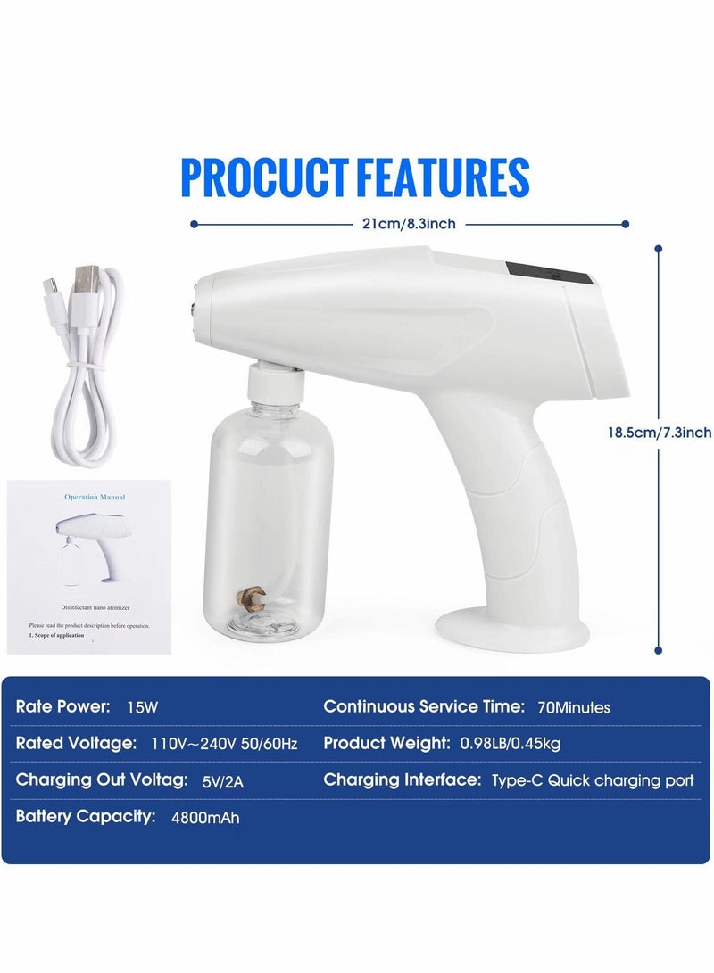 Portable Disinfectant Fogger, Handheld Rechargeable Nano Spray Fogger, Touch Screen Electric Sanitizer Spray Machine