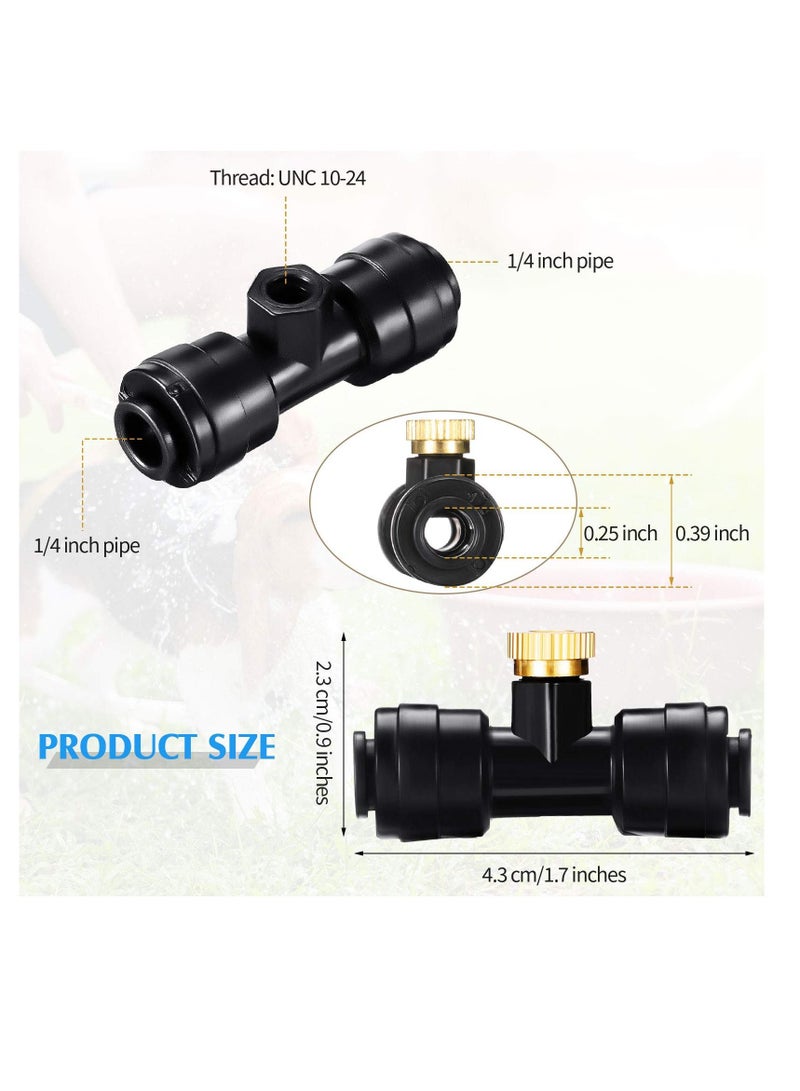 Misting Nozzles, Kit Include Water Misting Nozzle Tees Thread 1/4 Inch and Brass Orifice Nozzle with Black Plug for Outdoor Spray Cooling System (72 Pieces in Total)
