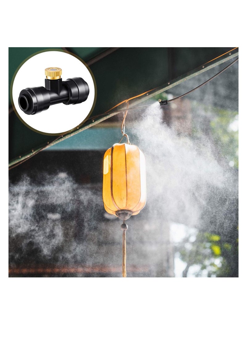 Misting Nozzles, Kit Include Water Misting Nozzle Tees Thread 1/4 Inch and Brass Orifice Nozzle with Black Plug for Outdoor Spray Cooling System (72 Pieces in Total)