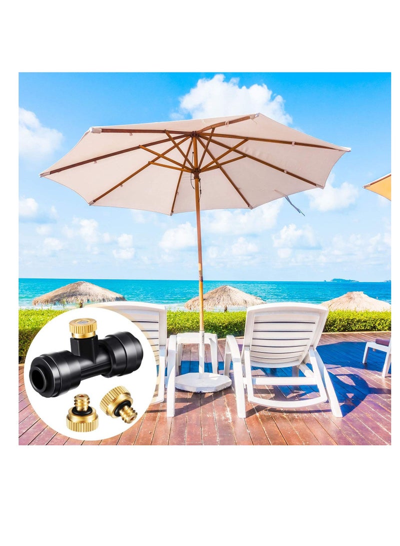 Misting Nozzles, Kit Include Water Misting Nozzle Tees Thread 1/4 Inch and Brass Orifice Nozzle with Black Plug for Outdoor Spray Cooling System (72 Pieces in Total)