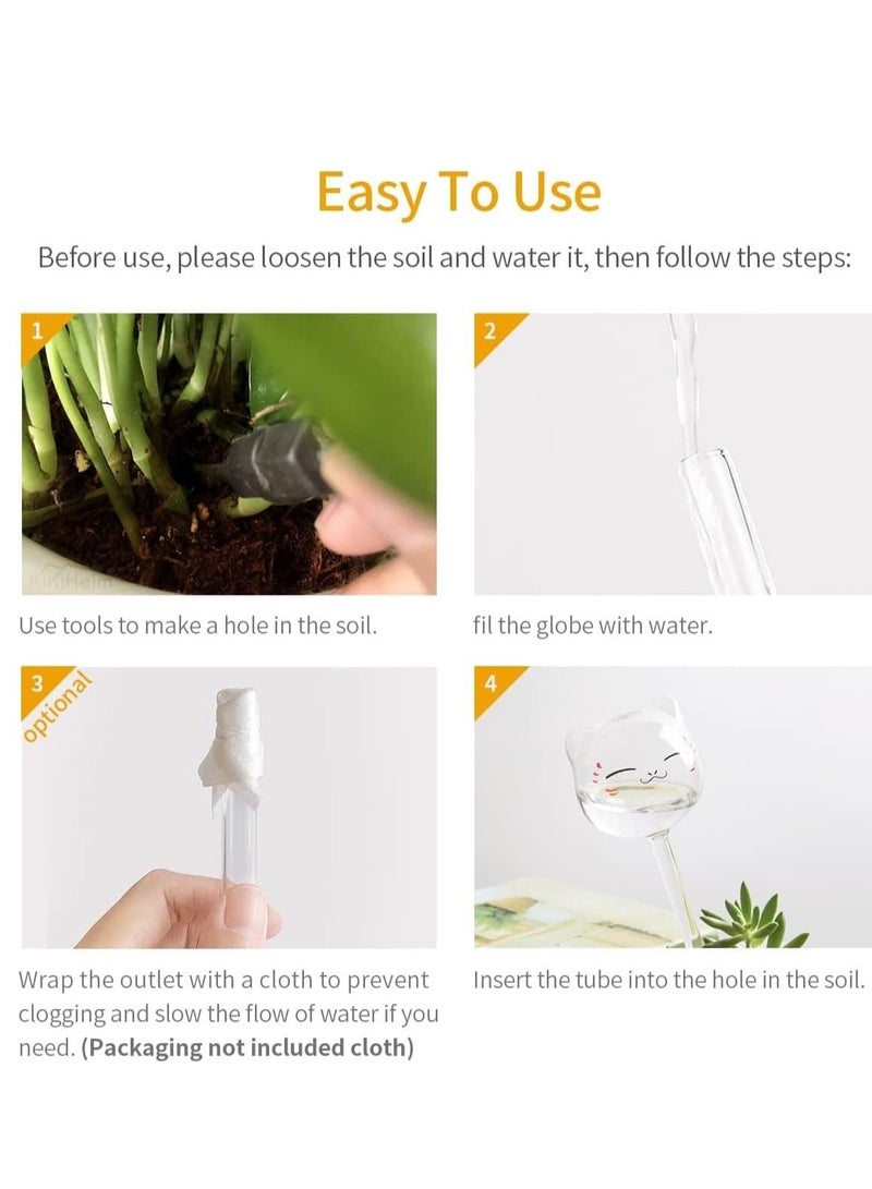 Plant Waterer Plastic Plant Watering Globes Self-Watering Bulbs Large Garden Watering Stakes Automatic Irrigation Device for Indoor Outdoor Plants Hand Blown Clear Glass for Indoor 3 Cats