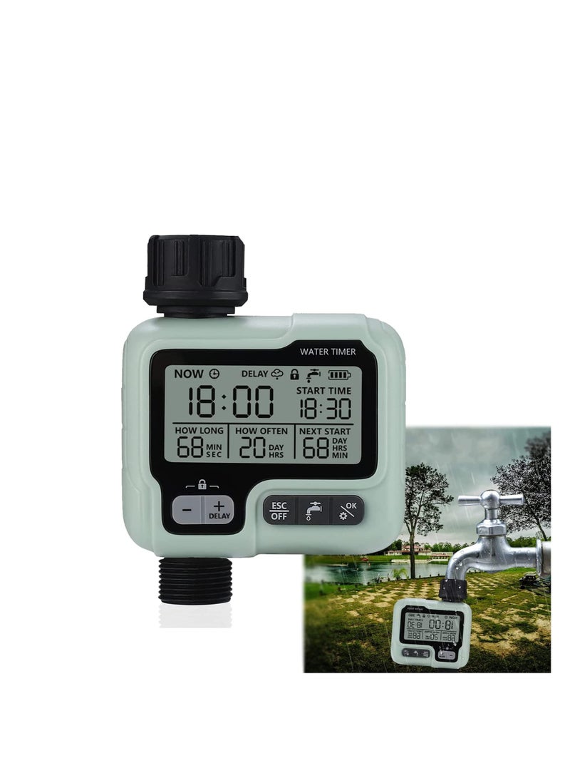 Water Timer Garden Lawn Tap Sprinkler Timer Irrigation System Controller/Child Lock ModeAuto&Manual ModeRain DelayIPX5 Waterproof