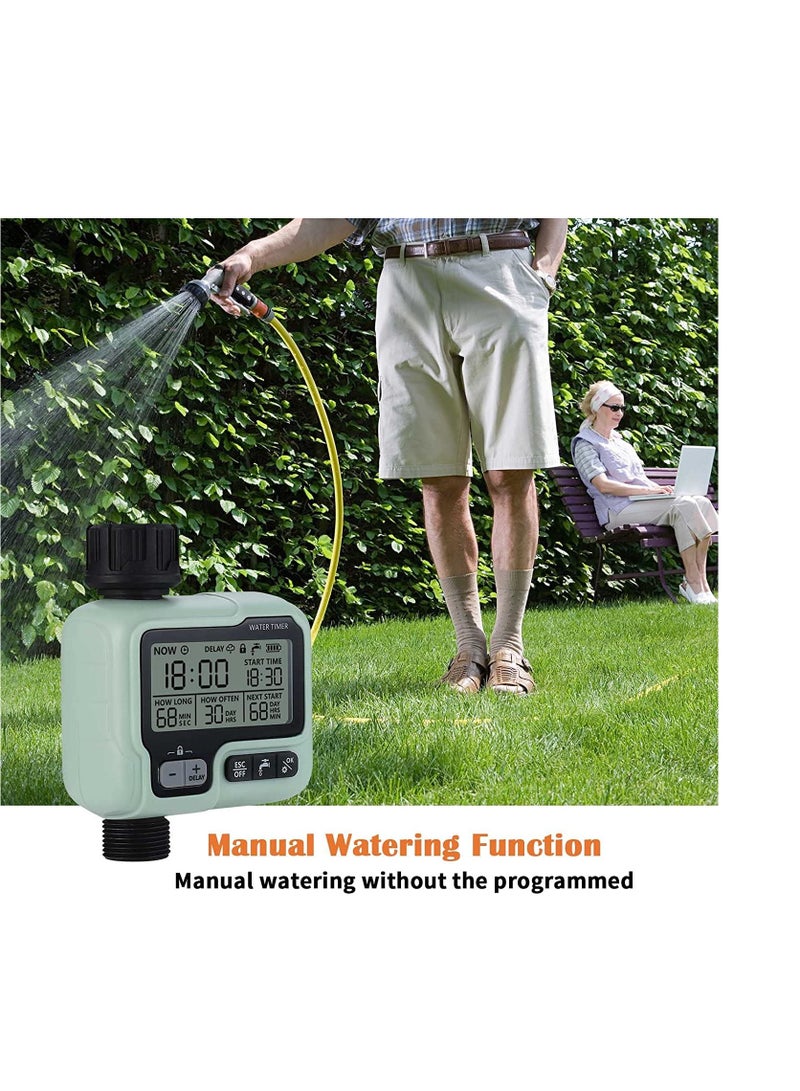 Water Timer Garden Lawn Tap Sprinkler Timer Irrigation System Controller/Child Lock ModeAuto&Manual ModeRain DelayIPX5 Waterproof