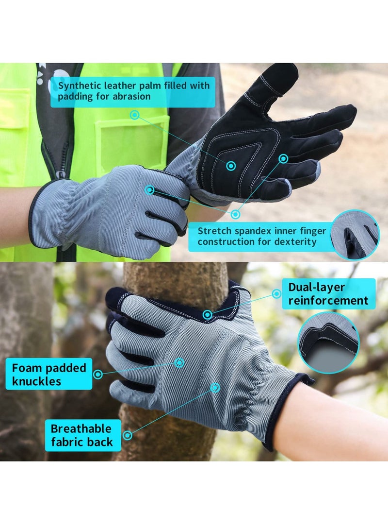 Safety Work Gloves, KASTWAVE Light Duty Work Gloves Gardening Warehouse Job Car Repair Utility Yard Glove for Men Women (Large, 2 Pairs)