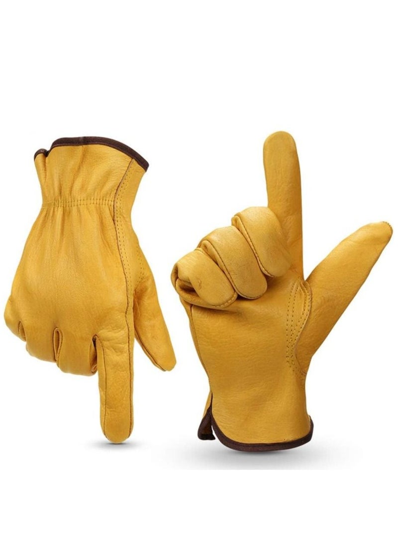 Heavy Duty Gardening Gloves Heavy Duty Gardening Gloves for Men Women 1 Pairs Thorn Proof Leather Work Gloves Waterproof Slim-Fit Reinforced Rigger Gloves Durable and Flexible (Extra Large)