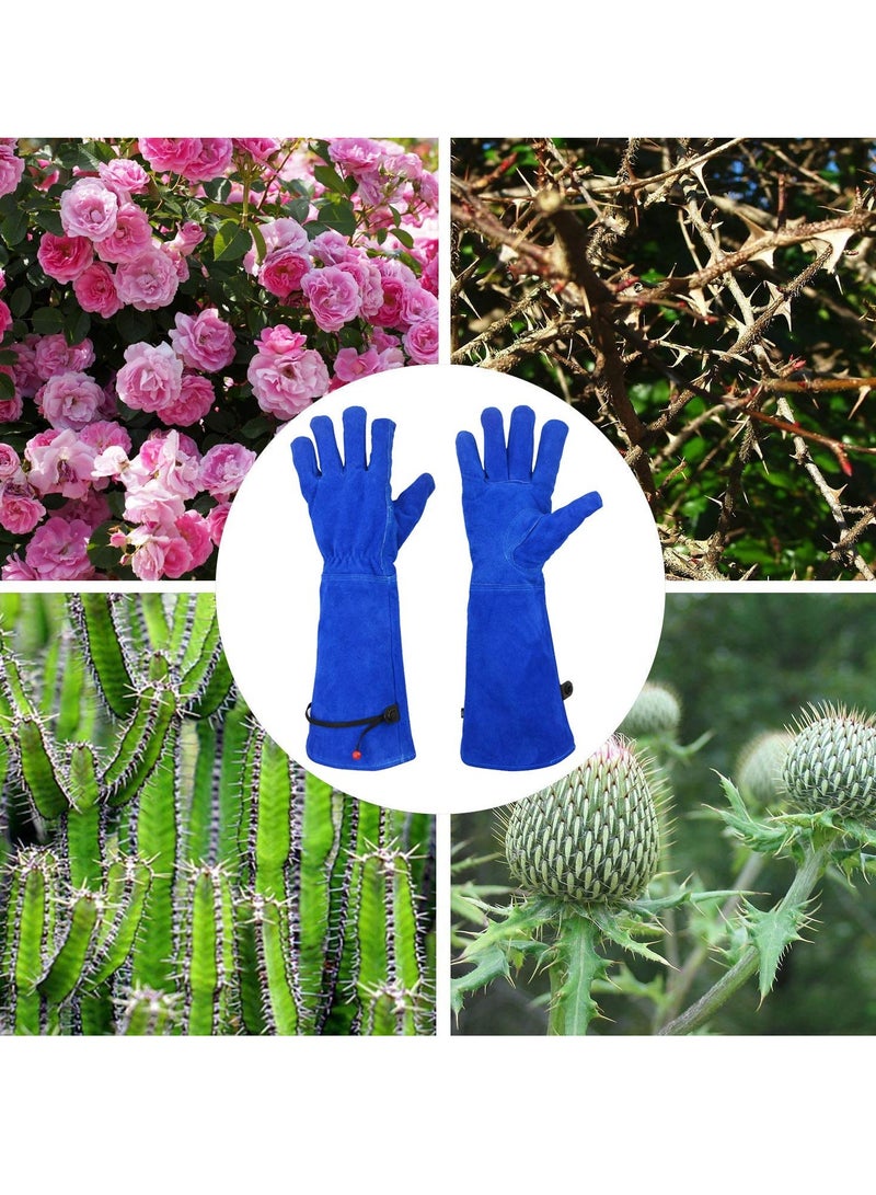 Gardening Gloves for Women/Men, Rose Pruning Thorn-Proof Gloves, with Adjustable Cuff and Durable Goatskin Leather, Comfy Breathable Long Sleeve Work Garden Gauntlet Gloves for Yard Work