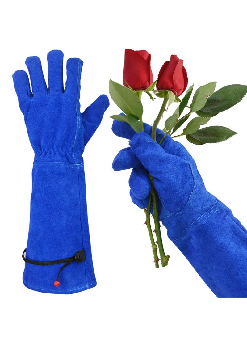 Gardening Gloves for Women/Men, Rose Pruning Thorn-Proof Gloves, with Adjustable Cuff and Durable Goatskin Leather, Comfy Breathable Long Sleeve Work Garden Gauntlet Gloves for Yard Work