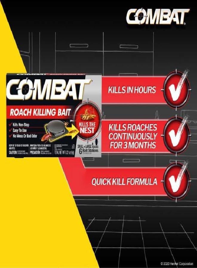 Combat Roach Killing Bait Stations for Small and Large Roaches, 6 Count (Pack of 1)