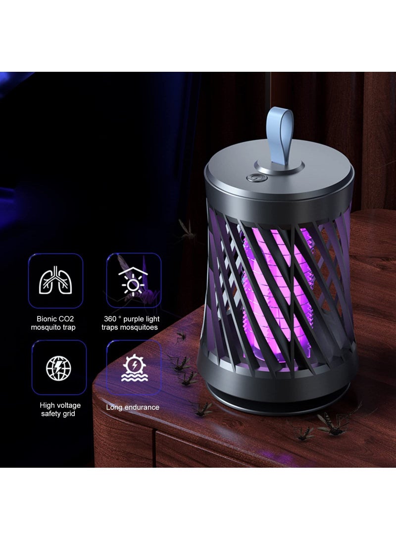 Electronic LED Mosquito Killing Lamp,360 degrees Physical Bug Zapper Electric Fly Insect Trap with UV Light or Bionic Attraction,Home Use Portable Odorless USB Lantern for Indoor and Outdoor