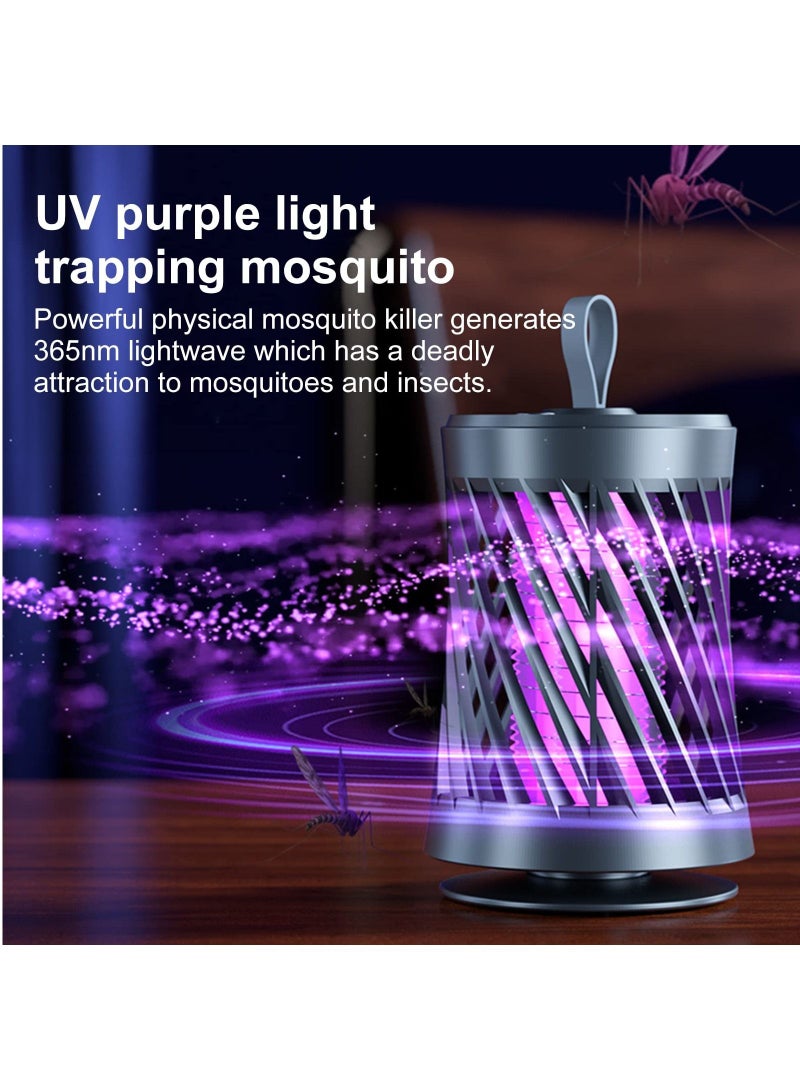 Electronic LED Mosquito Killing Lamp,360 degrees Physical Bug Zapper Electric Fly Insect Trap with UV Light or Bionic Attraction,Home Use Portable Odorless USB Lantern for Indoor and Outdoor