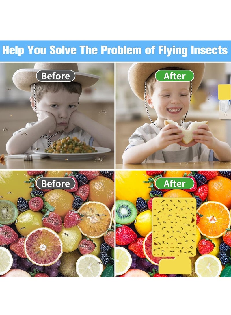 Flying Insect Trap Refill Kit 24 Pack Indoor Plug-in Fly Trap Refill Sticky Glue Cards Safe Non-Toxic Flying Insect Catcher Sticky Refill Kit for Flies Gnats Moths and Other Insects