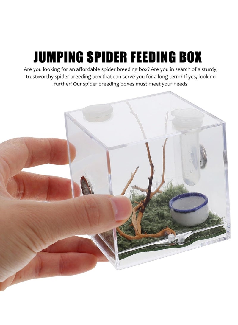 Spider Terrarium, Acrylic Reptile Breeding Box Jumping Spider Enclosure with Dropper Tongs for Tarantula Scorpion Sling Isopods Snake Gecko