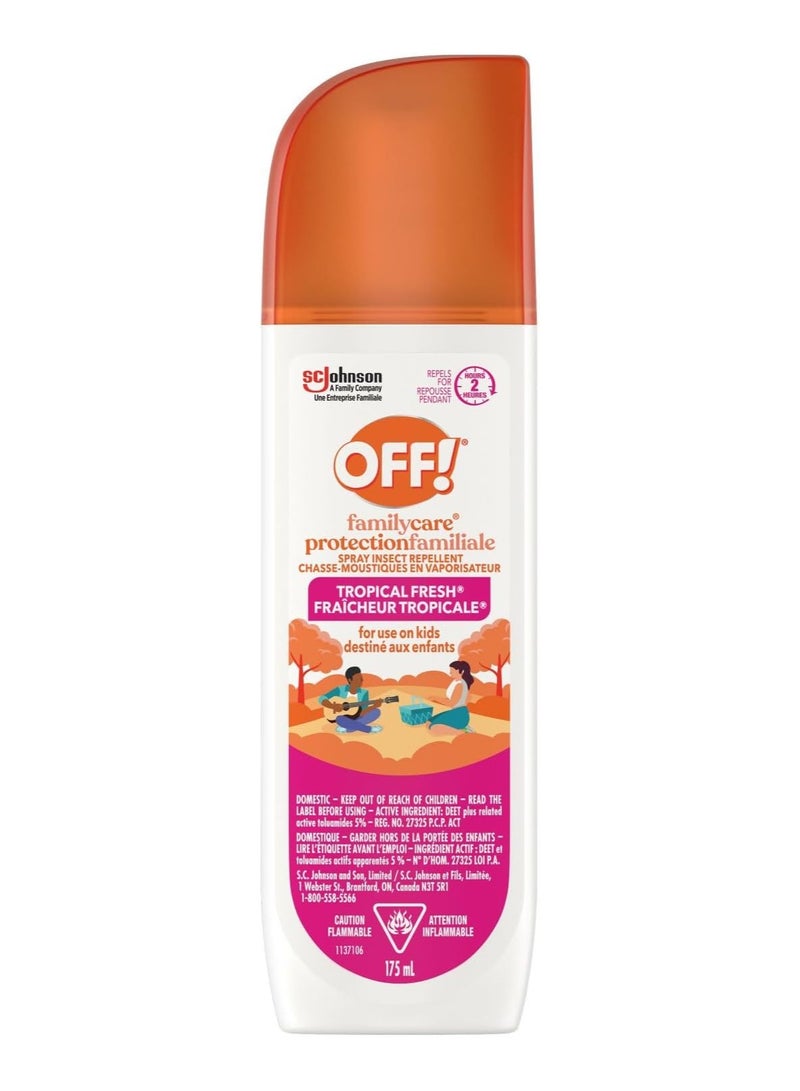 OFF FamilyCare Spray Insect Repellent for Use on Kids, Tropical Fresh Scent, 175ml