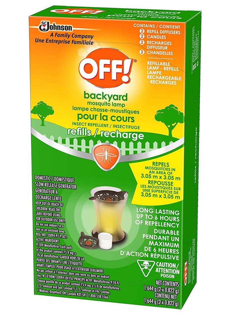 Backyard Mosquito Repellent Lamp Refills, 2 Diffusers