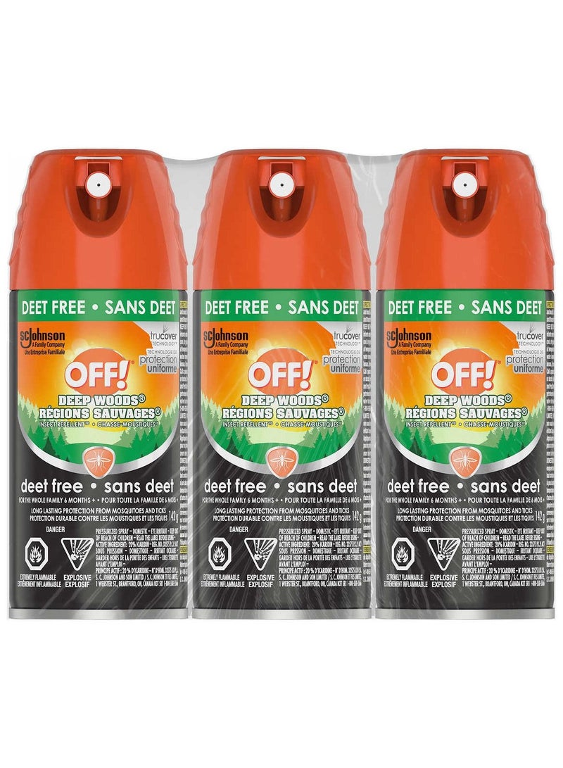 Deep Woods Deet Free Insect and Mosquito Repellent Bug Spray 3 x 142 g