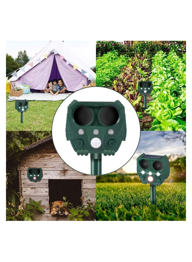 Animal Repellent Solar Powered Ultrasonic Animal Repellent Motion Sensor And Flashing Light IP65 Waterproof Usb/Battery Operated Outdoor Weatherproof Farm Scarer Repels All Animals