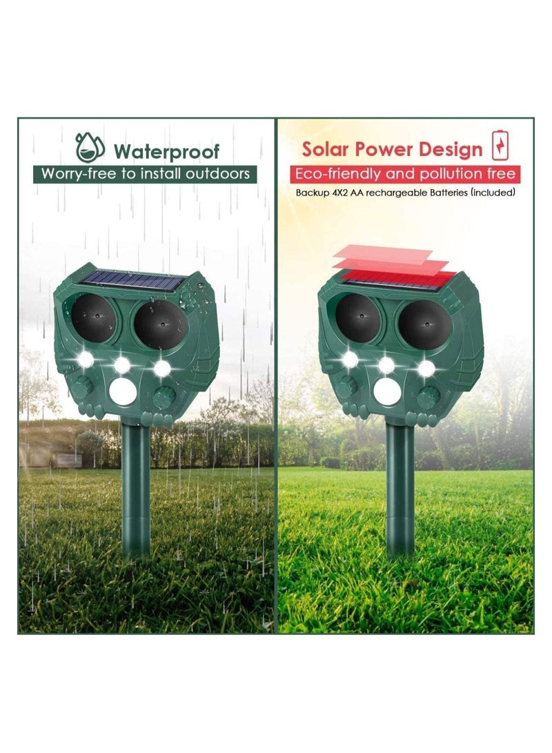 Animal Repellent Solar Powered Ultrasonic Animal Repellent Motion Sensor And Flashing Light IP65 Waterproof Usb/Battery Operated Outdoor Weatherproof Farm Scarer Repels All Animals