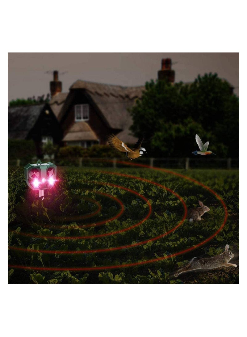 Animal Repellent Solar Powered Ultrasonic Animal Repellent Motion Sensor And Flashing Light IP65 Waterproof Usb/Battery Operated Outdoor Weatherproof Farm Scarer Repels All Animals